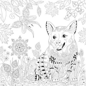 Zentangle stylized dog. Hand Drawn lace vector illustration Stock Illustration