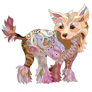 Zentangle stylized dog. Hand drawn decorative vector illustration Stock Illustration