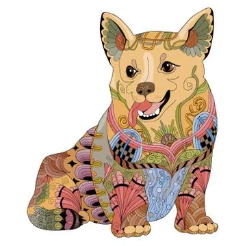 Zentangle stylized dog. Hand drawn decorative vector illustration Иллюстрация