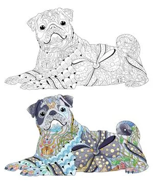 Zentangle stylized dog. Hand drawn decorative vector illustration Stockillustratie