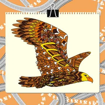 Zentangle stylized eagle. Animal bird collection. Hand drawn doodle. Ethnic Stock Illustration