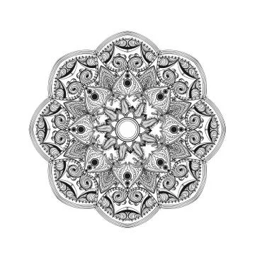 Zentangle stylized Elegant Round Indian Mandala.  Hand drawn vin 스톡 일러스트