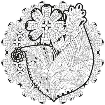 Zentangle stylized flower with mandala. Hand Drawn lace vector illustration Stock Illustration