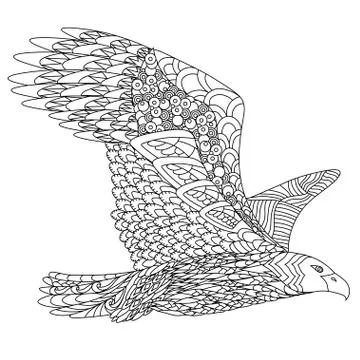 Zentangle stylized flying eagle. Hand Drawn doodle vector illustration isolat Stock Illustration