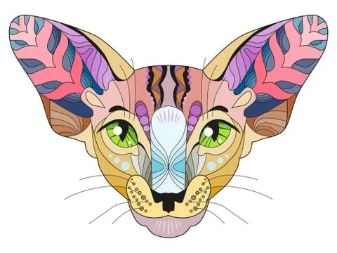 Zentangle stylized head of cat. Hand Drawn lace vector illustration Illustrazione stock