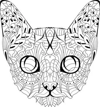 Zentangle stylized head of cat. Hand Drawn lace vector illustration Stock-Illustration
