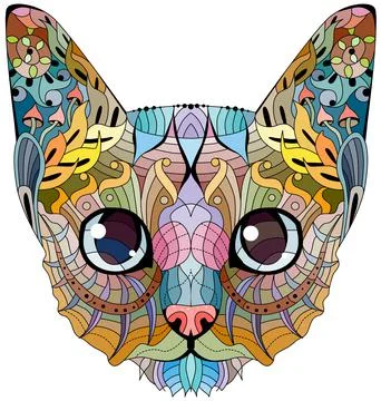 Zentangle stylized head of cat. Hand Drawn lace vector illustration Illustrazione stock