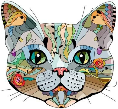 Zentangle stylized head of cat. Hand Drawn lace vector illustration Stock-Illustration