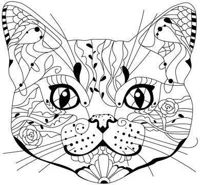 Zentangle stylized head of cat. Hand Drawn lace vector illustration Stock-Illustration