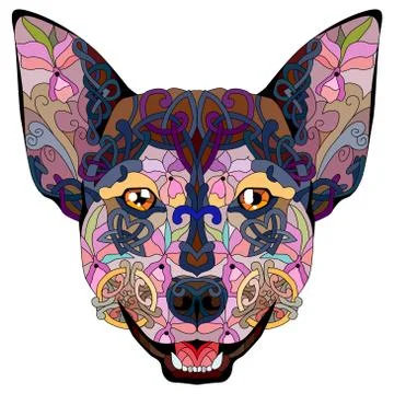 Zentangle stylized head dog. Hand drawn decorative vector illustration Stock Illustration