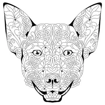 Zentangle stylized head dog. Hand drawn decorative vector illustration for co Stock Illustration