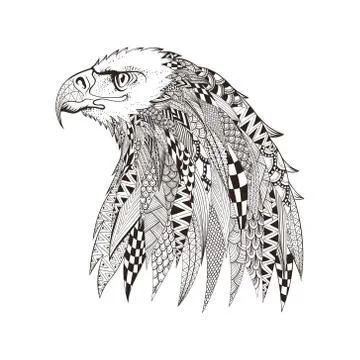 Zentangle stylized head of eagle. Hand Drawn doodle vector illus 스톡 일러스트