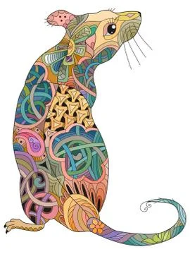 Zentangle stylized rat. Hand Drawn lace vector illustration Иллюстрация