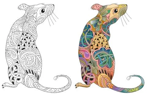Zentangle stylized rat. Hand Drawn lace vector illustration Illustrazione stock