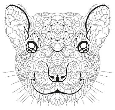 Zentangle stylized rat head. Hand Drawn lace vector illustration for coloring Ilustración de archivo