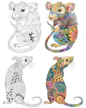 Zentangle stylized rats. Hand Drawn lace vector illustration イラスト素材