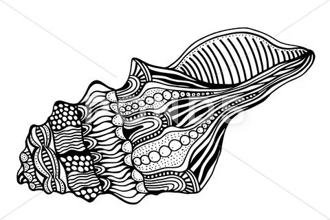 Zentangle stylized shell. ~ Clip Art ~ Download #61865987