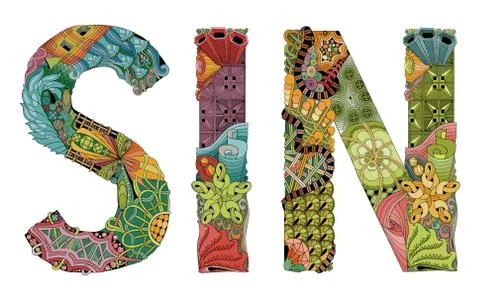 Zentangle stylized SIN. Hand Drawn lace vector illustration Stock Illustration