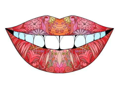 Zentangle stylized smile. Hand Drawn lace vector illustration Иллюстрация