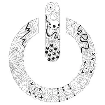Zentangle stylized On Off switch - vector icon for coloring. Hand Drawn lace Illustrazione stock