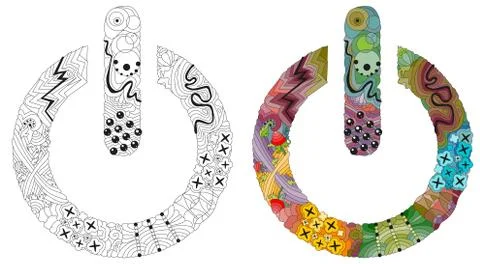 Zentangle stylized On Off switch - vector icon. Hand Drawn lace vector illust Illustrazione stock
