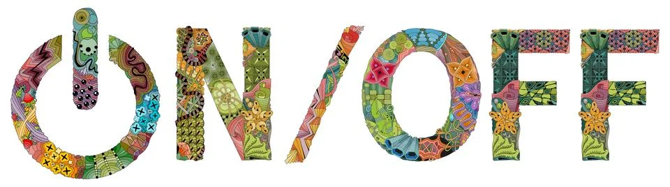 Zentangle stylized On Off switch - vector icon. Hand Drawn lace vector illust Stock Illustration