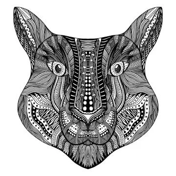 Zentangle stylized Tiger face. Illustrazione stock