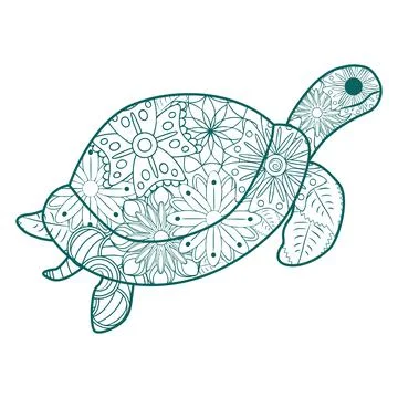 Zentangle stylized turtle. Animals. Hand drawn doodle. Ethnic patterned. Afri Stock Illustration