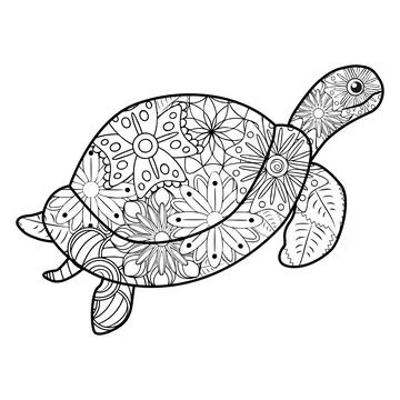 Zentangle stylized turtle. Animals. Hand drawn doodle. Ethnic patterned. Afri Stock Illustration