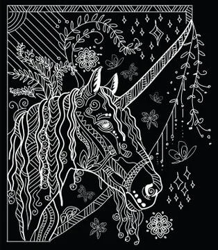 Zentangle unicorn  Stock Illustration