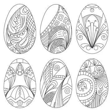Zentangle vector easter eggs for coloring book for adult Stock Illustration