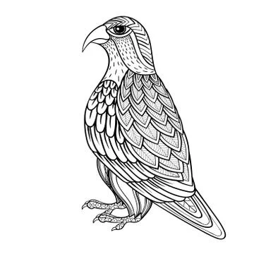 Zentangle vector Falcon, bird hawk of prey, predatory for adult Stock-Illustration