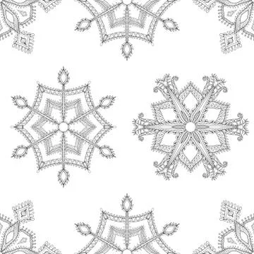 Zentangle winter snowflakes seamless pattern for Christmas, New 스톡 일러스트