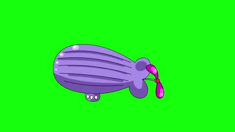 Zeppelin cartoon animation on greenbox Stock Footage 345237203