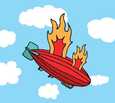 Zeppelin on fire falling / big failure Stock Illustration