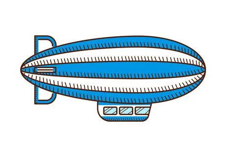 Zeppelin icon. Blimp isolated on white side view Stock Illustration