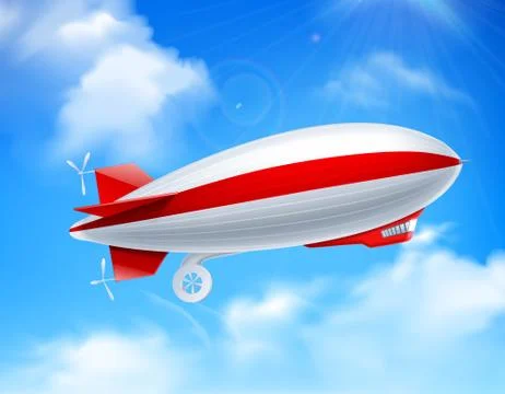 Zeppelin On Sky Composition Stock Illustration