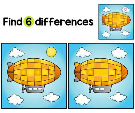 Zeppelin Vehicle Find The Differences Stock Illustration