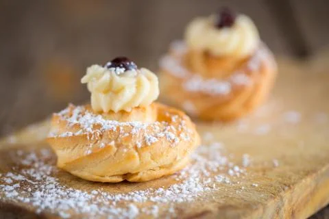 Zeppole pastry Stock Photos