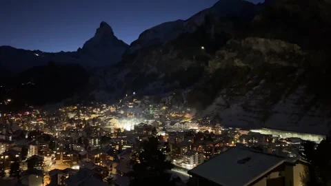 Zermatt at night, Pan shot Stock Footage 296598312
