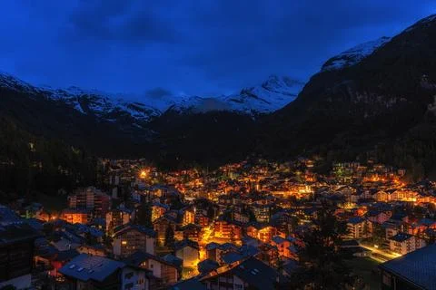 Zermatt at Night Stock Photos