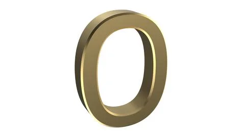 Zero 0 number gold silver glass crystal anniversary 3d render illustration Stock Illustration