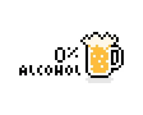 Zero alcohol beer logo in pixel style. vector illustration. Illustrazione stock