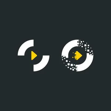 Zero and arrow or play. Vector symbol design Stock Illustration