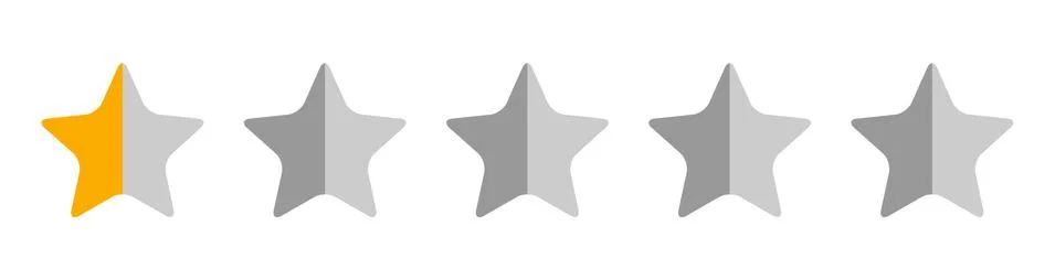 Zero and half stars, customer quality symbol, vector product rating review fl Stock Illustration