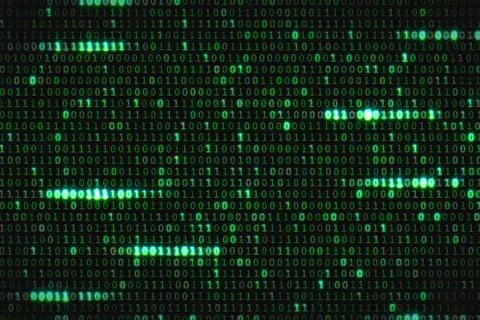 Zero and one green binary digital code, computer generated seamless loop abst Illustrazione stock