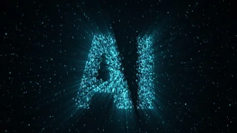 Zero and one real digits as a symbol of binary code creating a 3D AI letters Stock Footage 281494533