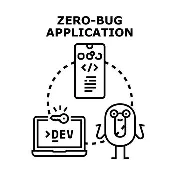 Zero bug application development programming concept Stock Illustration