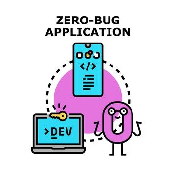 Zero bug application development programming concept Stockillustratie