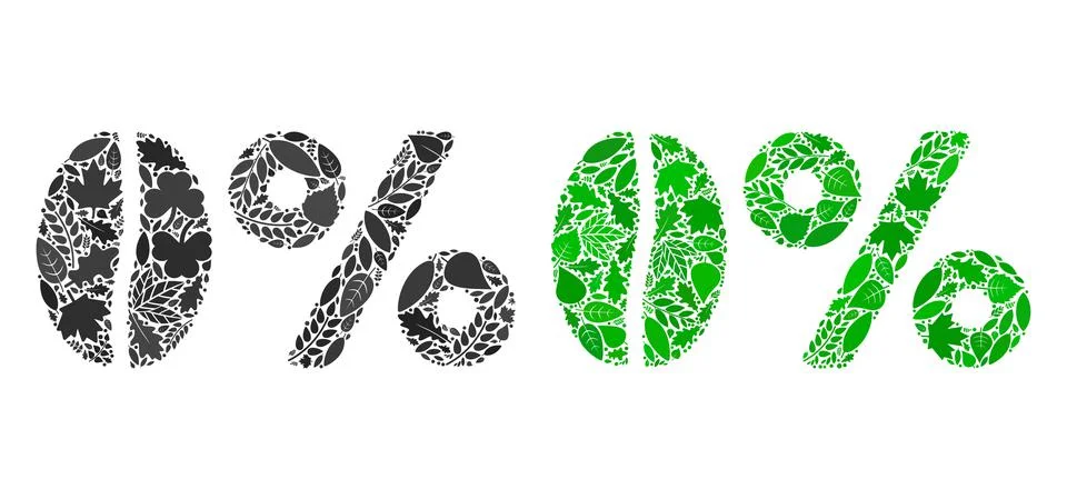 Zero Caffeine Icon Botany Composition of Leaves Stock Illustration